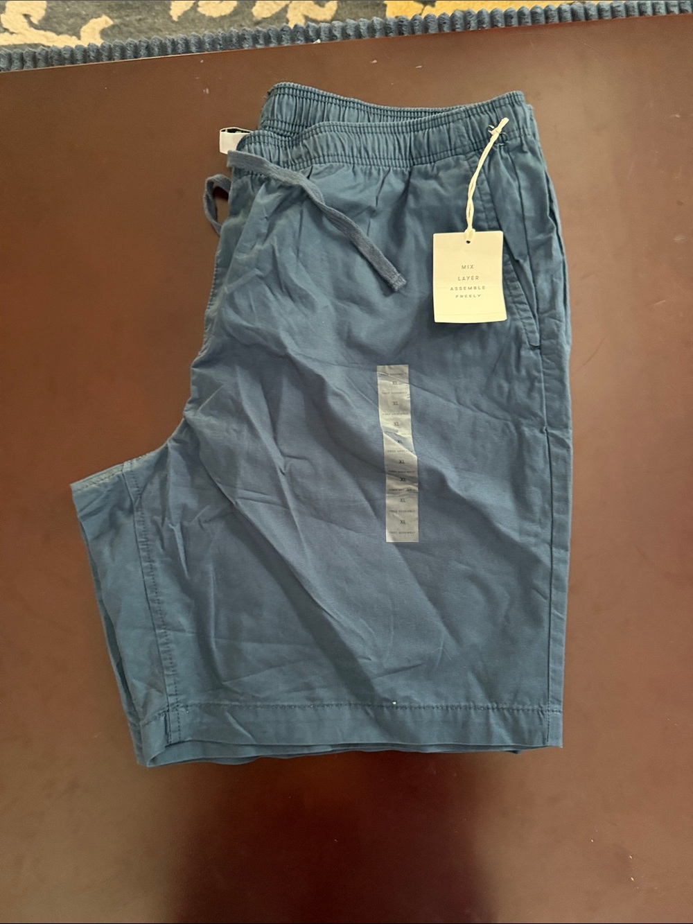 Men's Athletic Drawstring Shorts in Slate Blue